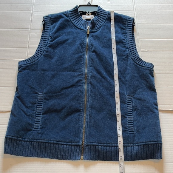 VTG-Alfred Dunner- 12-navy blue-corduroy sleeveless zip up vest lined rib detail - Picture 12 of 12